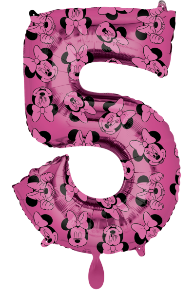 Folienballon - Zahl 5: Minnie Maus - ø 86cm